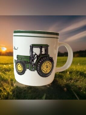 John Deere White Mug with Green Tractor “Nothing Runs Like a Deere!”
